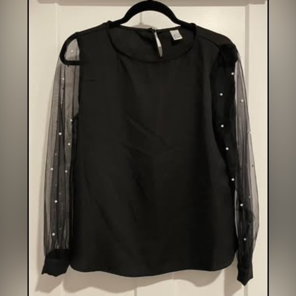 Black H&M Mesh Sleeve Top NWT